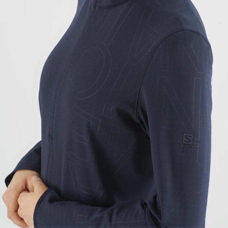 Casaco Salomon Essential Lightwarm Half Zip Feminino Azul Marinho | PT B62709